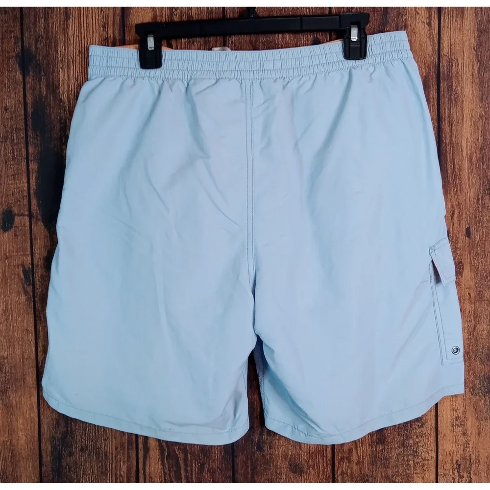 Polo Ralph Lauren Mens Swim Trunks Light Blue Cargo Pocket Board Shorts Large